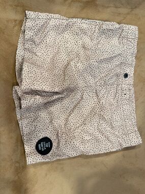 Kids Polka Dot Cream Swim Trunks